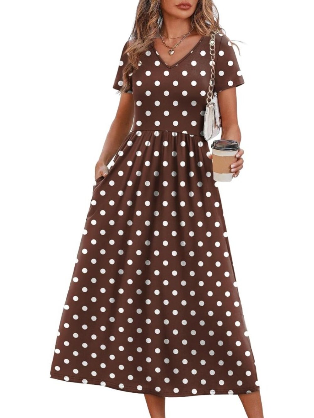 Flowy Casual A-Line Midi Dress for Women - Beach Vacation Sundress with Pockets